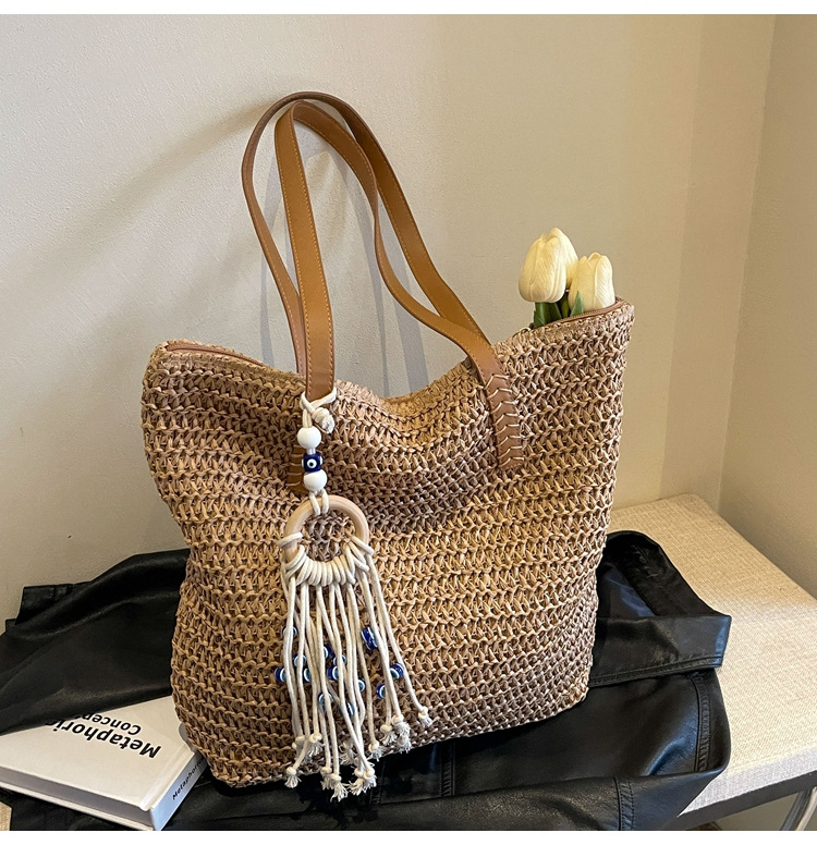 Sac Cabas Effet Paille Avec Pender  Femme | Shoppers Sacs Femme